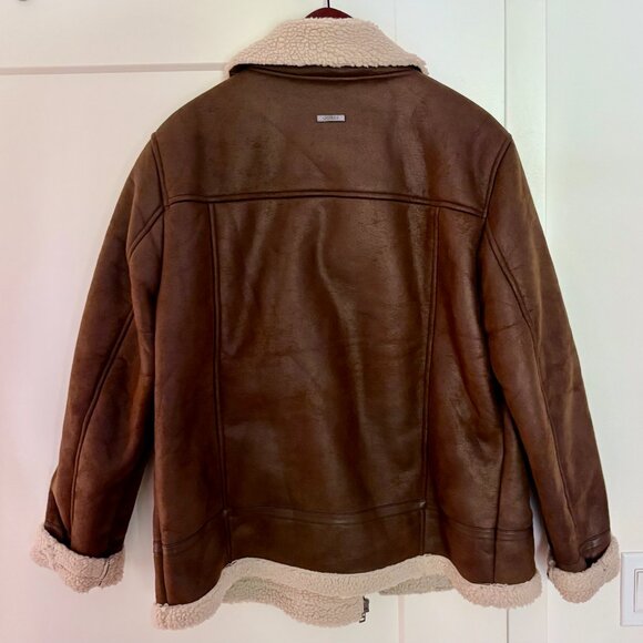 GUESS Men's Asymmetrical Faux Leather Aviator Jacket - Picture 2 of 11